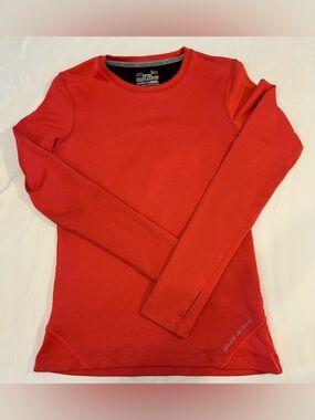 Under Armour Red and Gray Fitted ColdGear Long Sleeve Top
